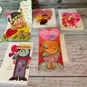 Vintage Valentine's Day Cards Set of 5 with envelopes